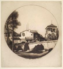 Etching of Casa Del Greco in Toledo