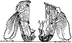 Ancient Egyptian harps fresco from the time of Rameses III