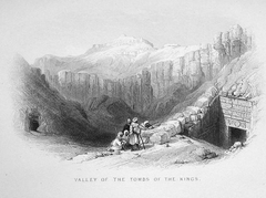 Illustration of the Old Valley of the Tombs of the Kings in Egypt from 1862