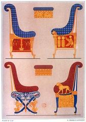 Ancient Egyptian chairs and foot stools from the tomb of Ramses III (KV11)