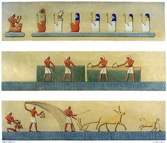 Ancient Egyptian scene depicting the Fields of Iaru from Book of the Dead, Spell 110