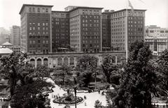 Film shooting outdoors at the Hollywood film backlot near Biltmore Hotel Los Angeles 1929