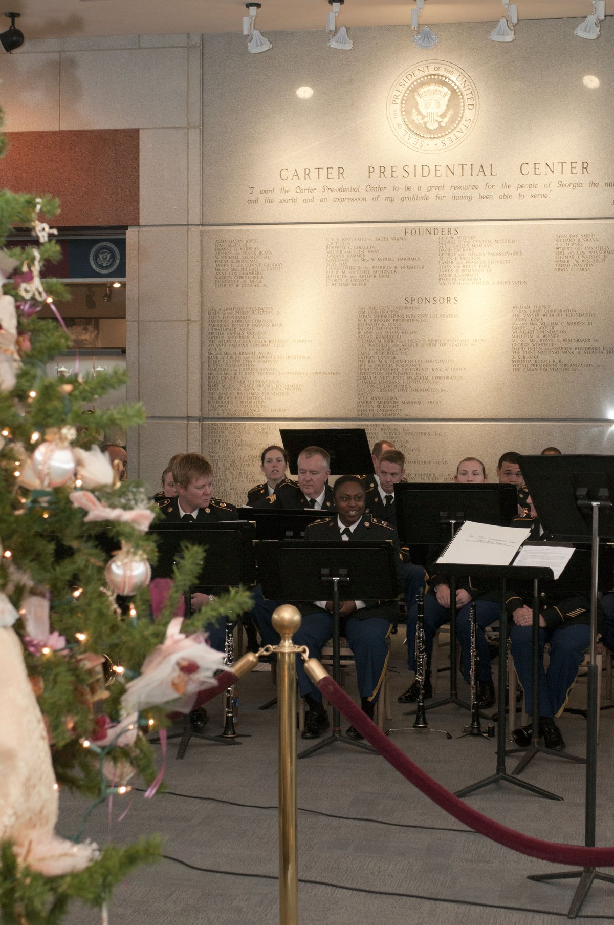 Georgia Army National Guard 116th Army Band performing at Jimmy Carter Presidential Library and Museum atrium