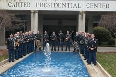 Georgia Army National Guard's 116th Army Band group photo after holiday concert at Jimmy Carter Presidential Library