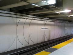 Circle reliefs on walls of BART platform at Embarcadero station