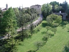 Panoramic view of Bergamo cityscape from the historic city wall in Italy