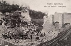 Breach in the old Venetian walls of Bergamo city in 1907-1908