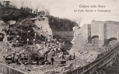 Historic breach in the Venetian walls of Bergamo between Colle Aperto and Castagneta, 1908