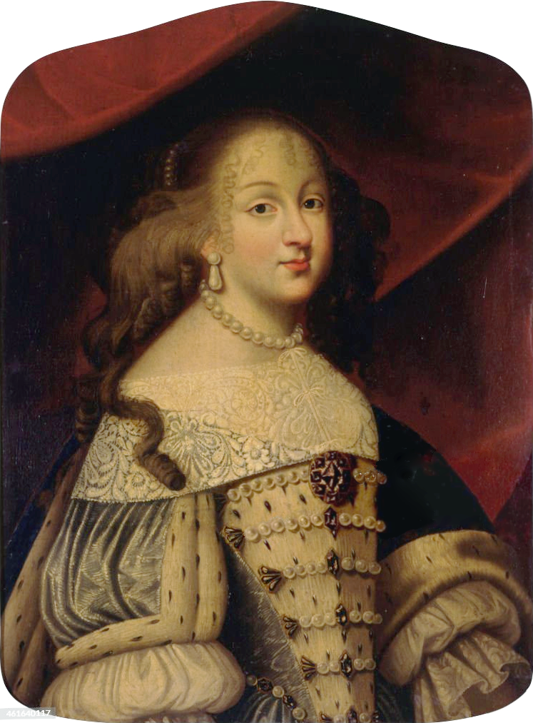 Presumed portrait of Maria Francisca of Savoy or her sister Marie Jeanne of Savoy dressed in rich garments with lace and pearls