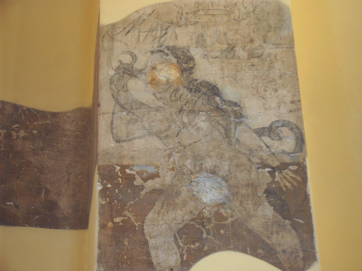 Fresco remnants in the tower of Porta San Sebastiano, Rome