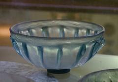 Roman ribbed cup made of pressed glass from 1st century AD