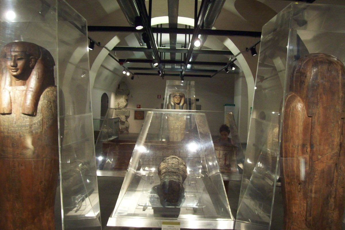 Egyptian Museum of Milan entrance with historical architecture and signage