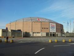 Exterior of the Palazzetto dello Sport PalaIper Monza sports arena