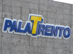 Exterior sign of PalaTrento sports arena in Italy