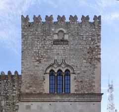 Tower of the Palazzo Corvaja in Taormina, Sicily, Italy viewed from the south