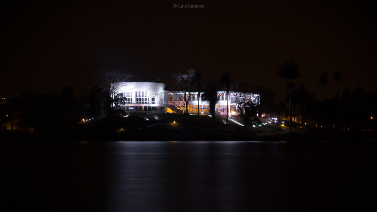 Museu de Arte da Pampulha illuminated at night in Belo Horizonte