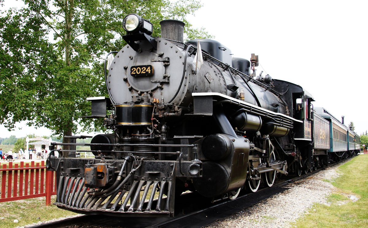 Vintage CPR 2024 locomotive built in the 1940s displayed in Calgary
