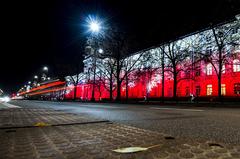 Kancelaria Premiera building in Warszawa illuminated in Polish national colors for Independence Day 2016