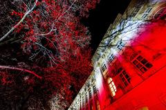 Kancelaria Premiera building in Warsaw decorated with national colors for Independence Day
