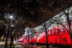 Polish Prime Minister's Chancellery decorated in national colors for Independence Day in Warsaw 2016