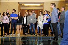 Visitors touring the Prime Minister's Office in Warsaw during Night of Museums 2016, showcasing the Prime Minister's office and reception rooms for foreign guests
