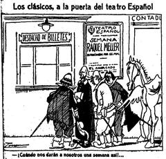 Classic actors posing at the entrance of Teatro Español in 1921