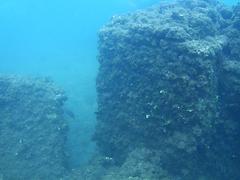 Ancient thermal bath mosaic floor underwater at Baiae Archaeological Park