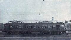Electric railcar of Sociedade Estoril in Lisbon depot after repair and adaptation to 3 classes in 1934