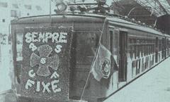 Special train at Cais do Sodré Railway Station in 1935 transporting BSCF Railway Sappers Battalion for a reunion in Cascais