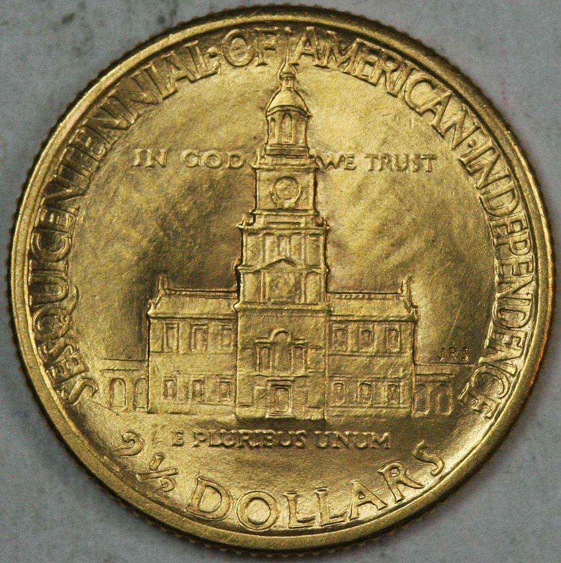 Reverse side of 1926 Sesquicentennial quarter eagle gold coin featuring eagle emblem