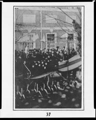 Abraham Lincoln raising a flag at Independence Hall Philadelphia 1861