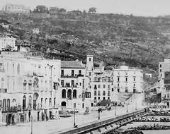 Historical view of Mergellina, Piazza Sannazzaro in Naples before 1879 reclamation