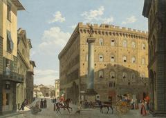 Piazza Santa Trinita in Florence with historical buildings and statues