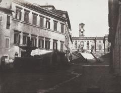 View of the Capitol Stairs in Rome, classical architecture with detailed steps and surrounding greenery