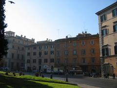 Panoramic view of Piazza d'Aracoeli in Rome with the fountain and historic buildings