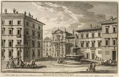 Historical view of SS. Venanzio ed Ansovino with Palazzo Muti Bussi and Palazzo Silvestri along Via Capitolina leading to Campidoglio