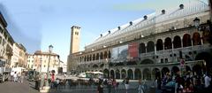 View of Piazza della Frutta with Palazzo della Ragione in Padua Italy