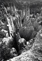 Old postcard of the earth pyramids of Segonzano in Trentino Italy before 1976 Friuli earthquake