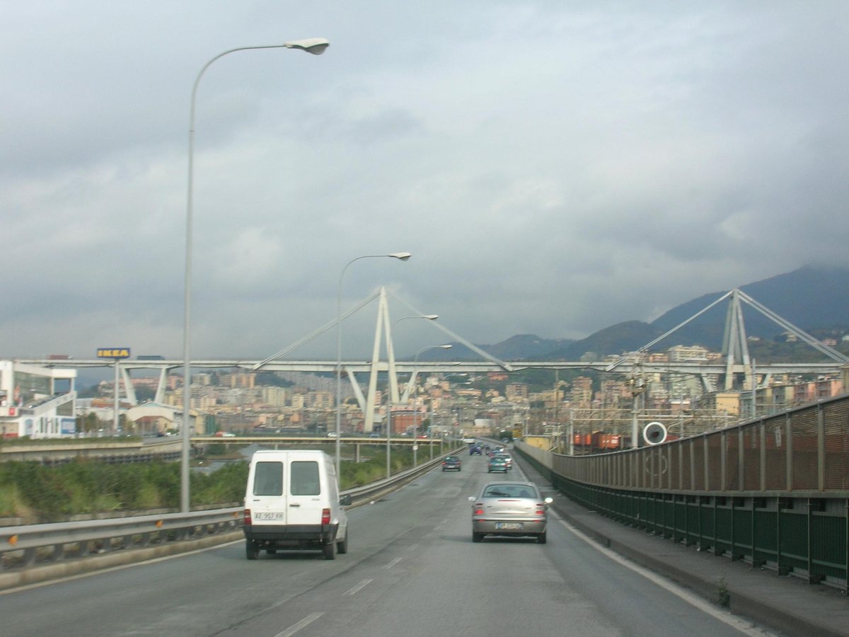 Viaduct Polcevera in Genoa on the A10 highway