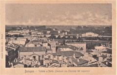 Historical view of Porta Zamboni and Bologna San Vitale Station around 1900