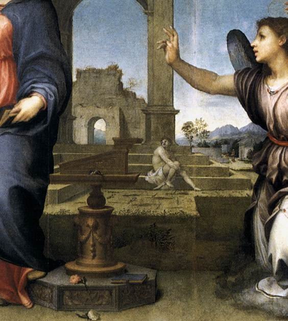 Andrea del Sarto painting The Annunciation depicting the announcement of the birth of Jesus to Mary