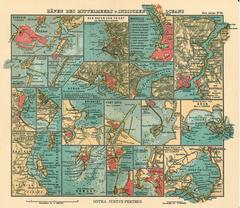 Map showing Mediterranean and Indian Ocean seaports including Venice, Triest, Marseille, Genua, Messina, Bospor, Algier, Tunis Bay, Valetta, Brindisi, Port Said, Suez, Aden, Zanzibar, Bombay, Madras, Colombo, Adelaide, and Melbourne