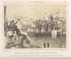 Historical illustration from Historia de la Marina Real Española showing Spanish naval ships from 1854