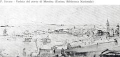 Filippo Juvarra architectural drawing of the port of Messina showing detailed historic buildings and waterfront
