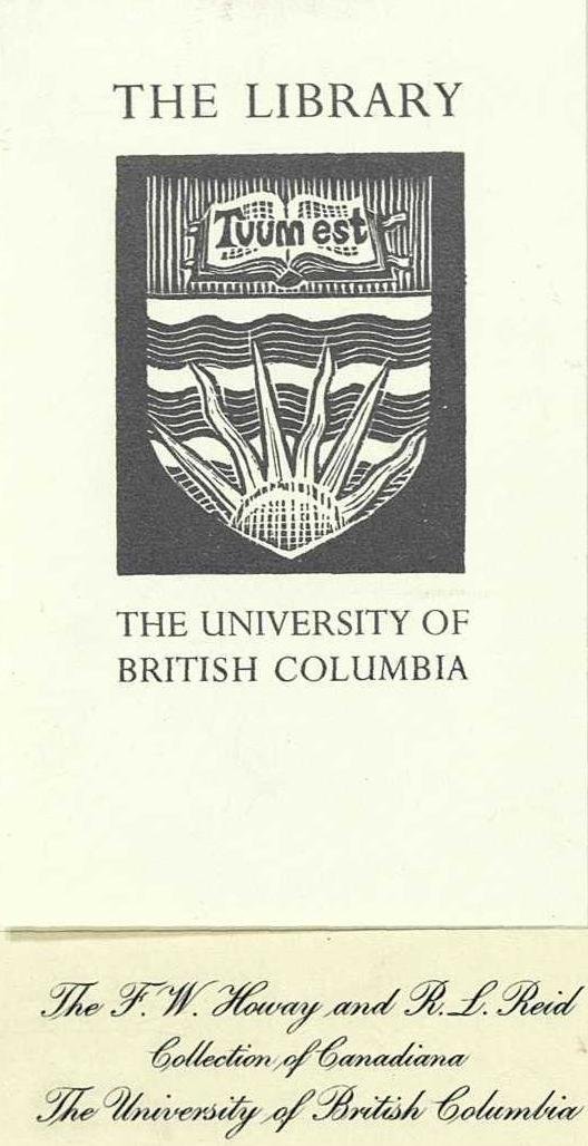 Bookplate from The University of British Columbia showing bibliography of Pacific Northwest published materials