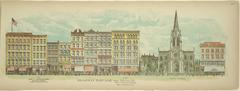 Vintage pictorial illustration of Broadway street in New York City from The Mail and Express
