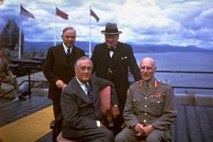 Political leaders portrait at the 1943 Quebec Conference atop Citadel of Quebec