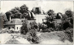 Old observatory building on Petřín hill in 1930 black and white photo