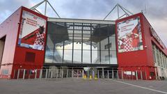 Exterior view of Mewa Arena stadium in February 2024