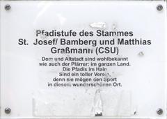 Historic mosaic information board in Bamberg, Am Leinritt